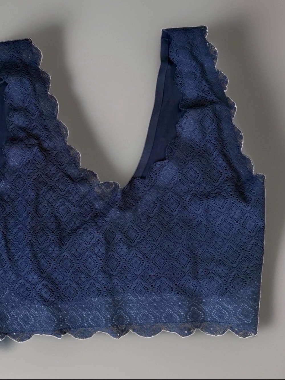 Womens Bralette navy blue lace Size M medium stretch lightweight lined bra